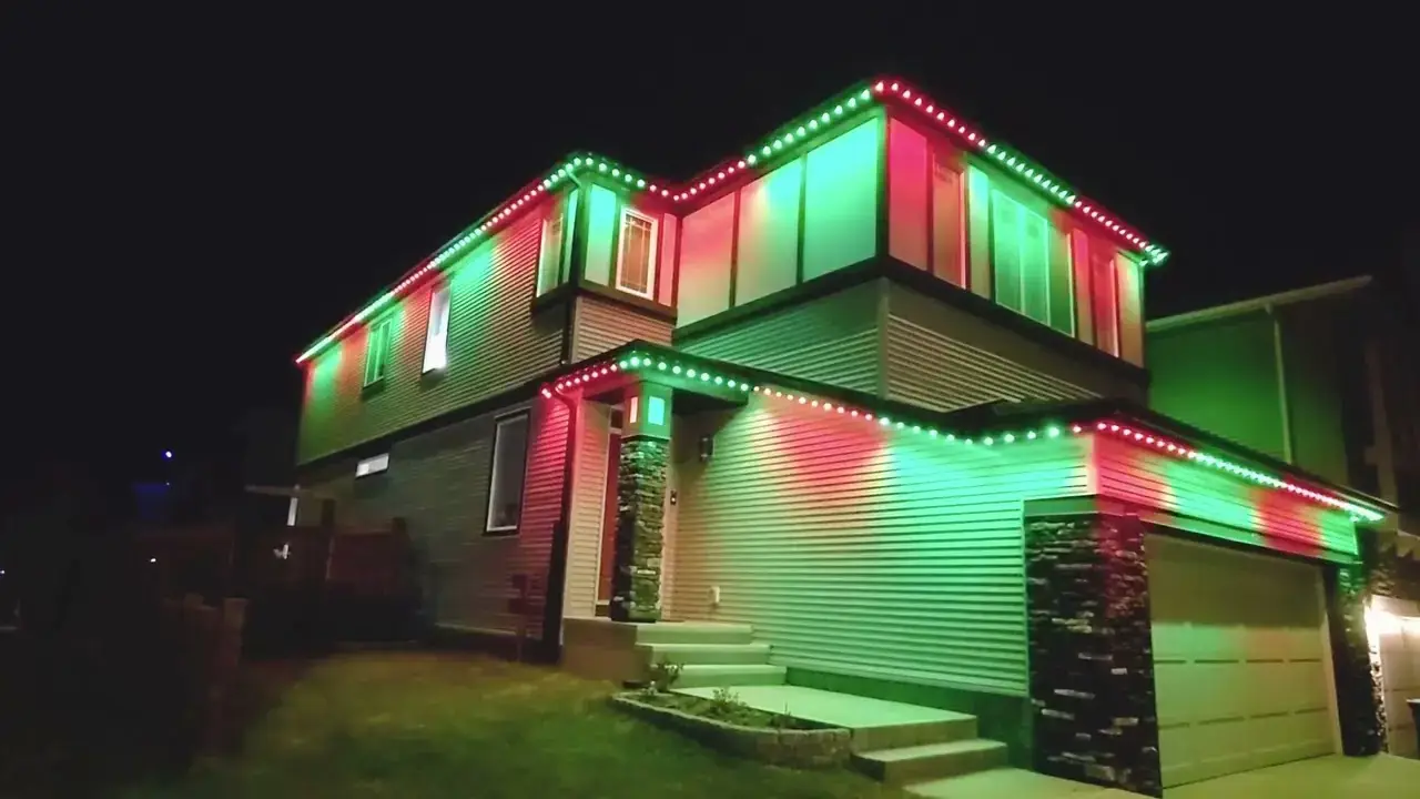 Elegant garden pathway lighting installation with LED fixtures illuminating walkway and landscaping in Calgary residential property